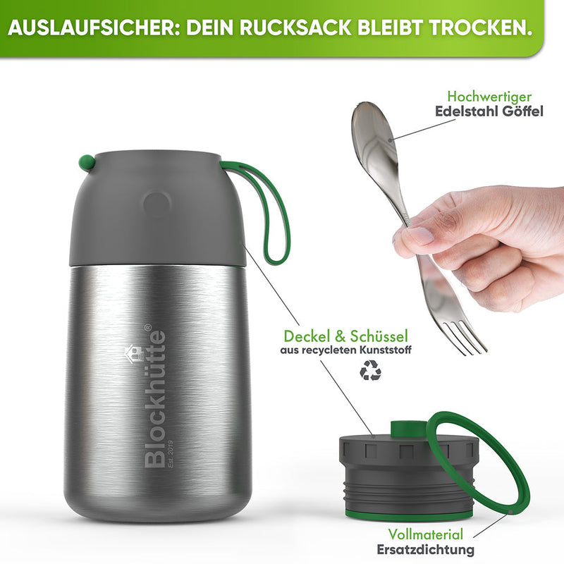 Edelstahl Thermo Lunchbox mit Anti - Vakuum Stöpsel - Blockhütte - essen behälter thermobehälter kindergarten thermosbehäter speisethermos thermos behälter thermobehälter brei wärmebehälter babybrei speise thermos thermo essensbox thermos isolierbehälter thermobehälter suppe babybrei behälter